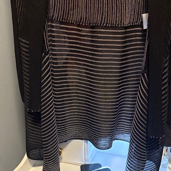 Escada Elegant Black and Silver Sparkly sheer Knit Open Cardigan, NWOT size 40 - Picture 6 of 11